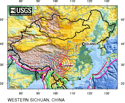 Das Lushan-Erdbeben in China am 20. April 2013