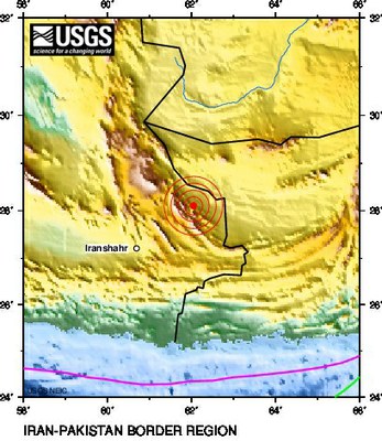 Schweres Erdbeben im Iran am 16. April 2013 - Location