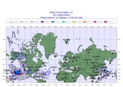 Radioaktivität von Fukushima 12 Tage nach Beginn des Unfalles: Extrem verdünnte Radioaktivität über Europa