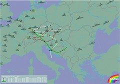 Tarjektorienvisualisierung nach simuliertem AKW-Unfall