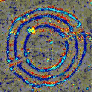 Magnetische Anomalie hervorgerufen durch eine steinzeitliche Kreisgrabenanlage in Hornsburg - Nieder&ouml;sterreich / 5.Jt. v.Chr - Au&szlig;enradius 105 m. / Quelle: ZAMG