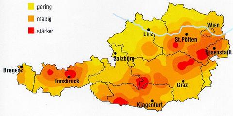 Erdbebengef&auml;hrdung in &Ouml;sterreich / Quelle: ZAMG
