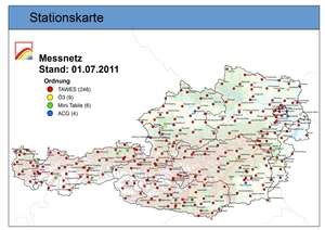 Karte mit geographischer Lage der Wetter- und Klimastationen der ZAMG