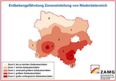 Erdbebenzonen Niederösterreich
