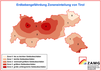 Erdbebenzonen Tirol