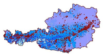 Epizentrenkarte von Österreich neu