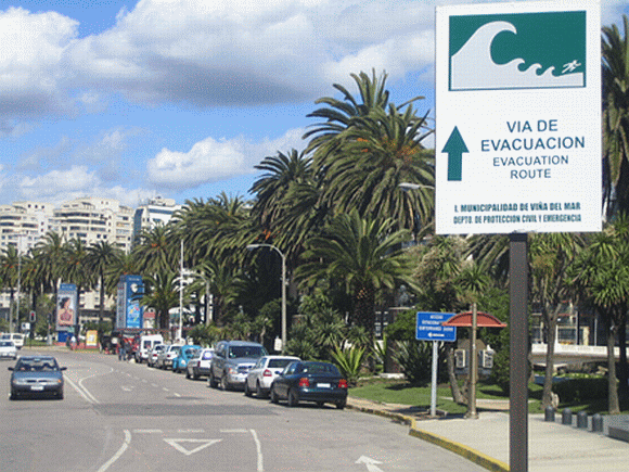 Tsunami-Fluchtweg in Vina de Mar in Chile.