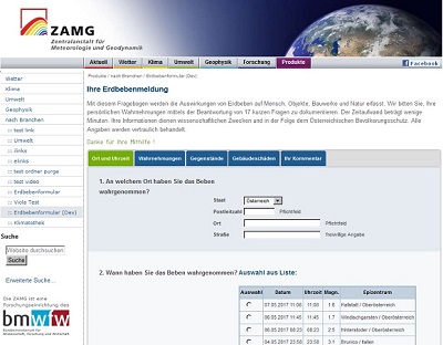 Ein neuer online-Fragebogen für Erdbeben-Wahrnehmungen