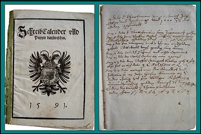 Schreibkalender 1591 aus dem Stiftsarchiv Klosterneuburg.