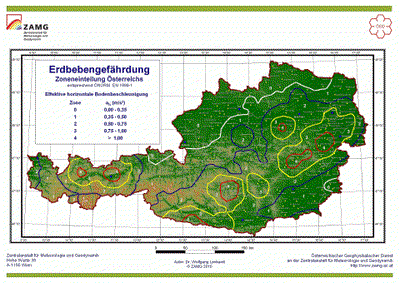 Erdbebengefährdung Zoneneinteilung Österreich entsprechend der ÖNORM EN 1998-1