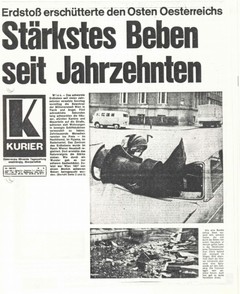 Kurier - Schlagzeile am Tag nach dem Beben 