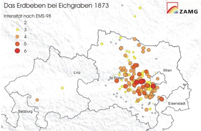Lokalintensitäten Erdbeben Eichgraben 1873