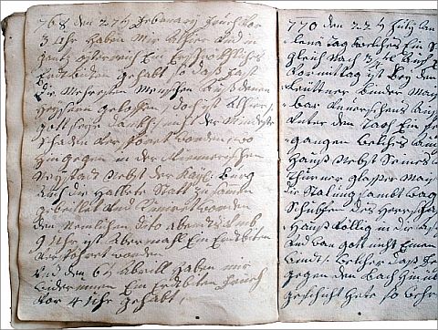 Quellenbeispiel: Gemein=Buch des guett Guettenbrun genandt. De Anno 1730. Stadtarchiv Baden, MS GG/1. Innenansicht. © ZAMG Geophysik Hammerl