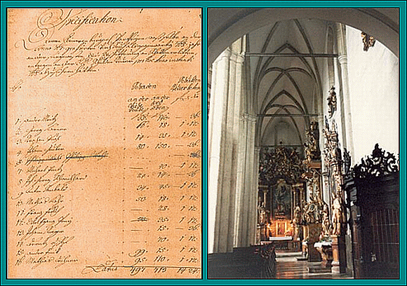 Specification deren kleineren bürgerl. Partheyen Verzeichnis erlittener Schäden durch Viehseuche und Erdbeben und  nach dem Erdbeben von 1768 eingezogene Eisentraversen in der Neuklosterkirche in Wiener Neustadt  
