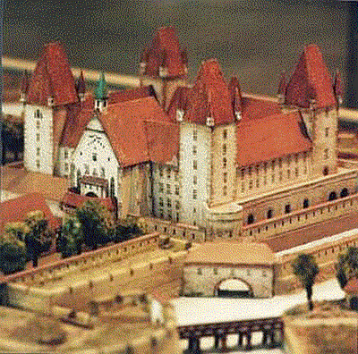 Wiener Neustädter Burg = Militärakademie aus dem Modell von Wiener Neustadt um 1720