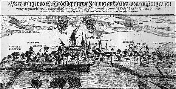 Zeitgenössische Flugschrift über die Auswirkung des Erdbebens vom 15. September 1590 in Wien (Augsburg 1590) 