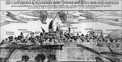 Zeitgenössische Flugschrift über die Auswirkung des Erdbebens vom 15. September 1590 in Wien (Augsburg 1590) 
