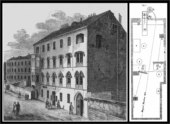 Erste Unterkunft der. k. k. Centralanstalt für Meteorologie und Erdmagnetismus in Wien Wieden, Favoritenstraße Nr. 303. © Jahrbuch ZAMG 1856