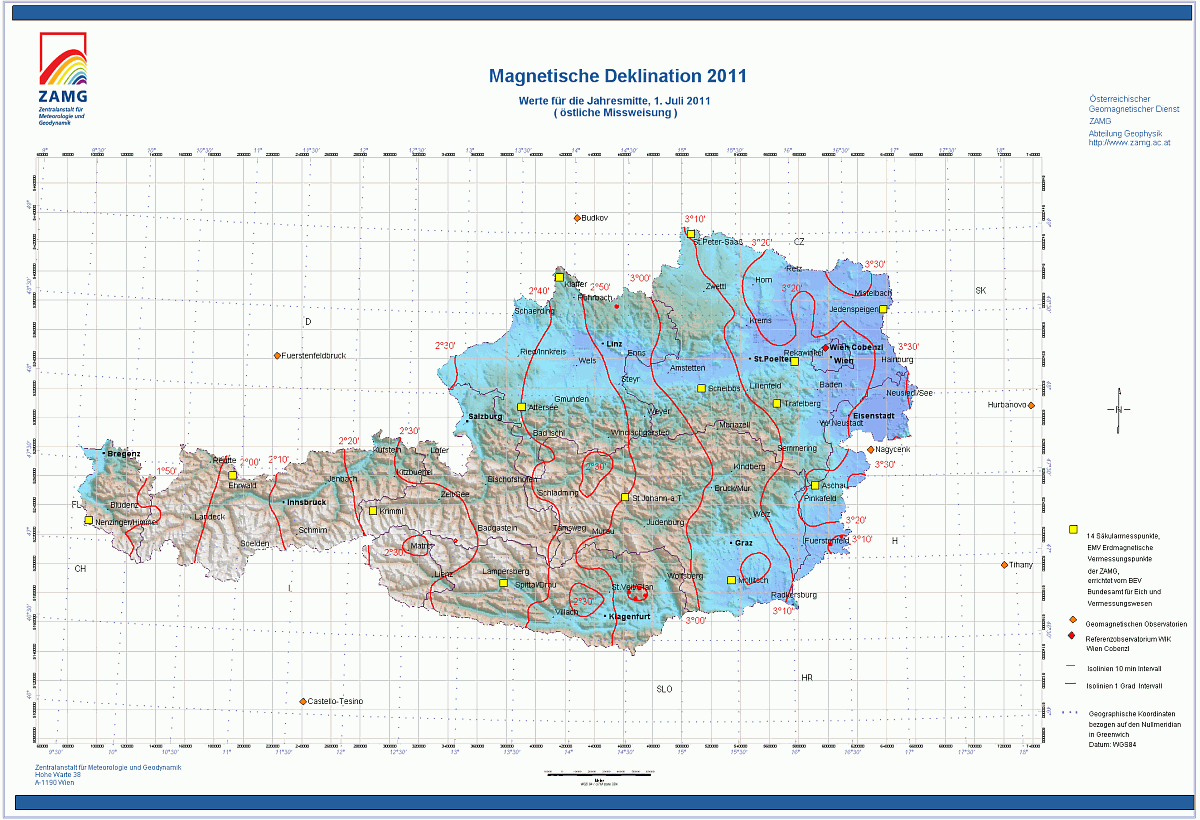 Magnetische Deklination 2011