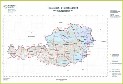 Magnetische Deklination 2023 Karte