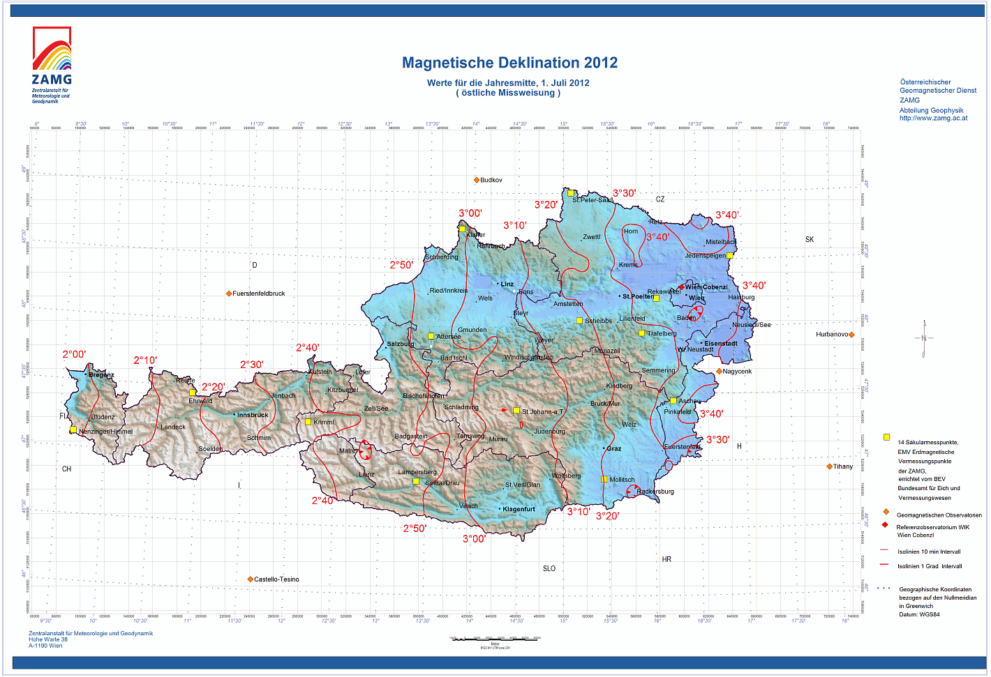 Magnetische Deklination 2012