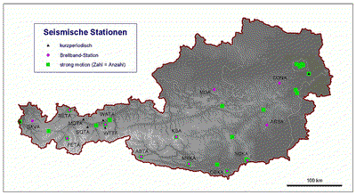 Messnetz des Österreichischen Erdbebendienstes © ZAMG Geophysik