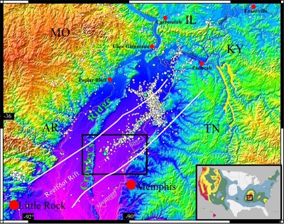 Erdbebengefährungskarte der New Madrid Seimic Zone