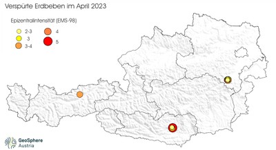 Karte Monatsbericht Erdbeben April 2023