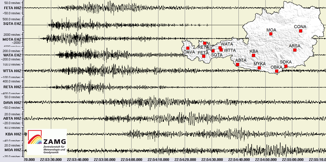 Seismische Aufzeichnung - Felssturz 22. März 2012