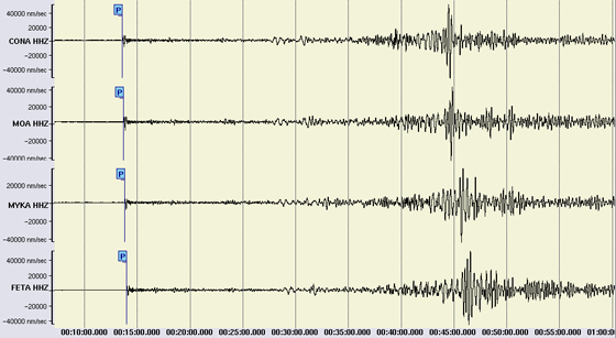 Das Lushan-Erdbeben in China am 20. April 2013 Seismogramm