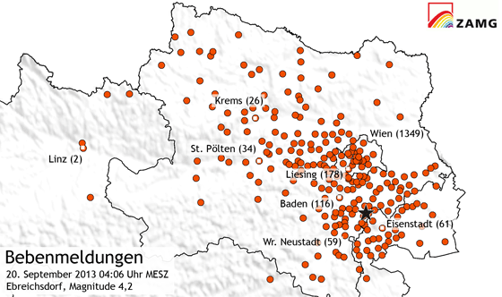 Ebreichsdorf 2013 Bebenmeldungen