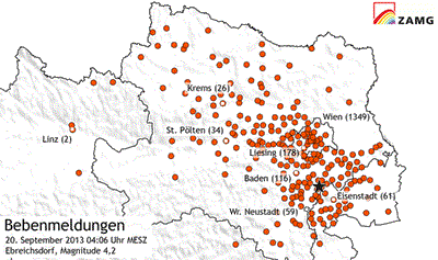 Ebreichsdorf 2013 Bebenmeldungen