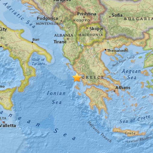 Erdbeben der Magnitude 6,5 in Griechenland, Epizentrum