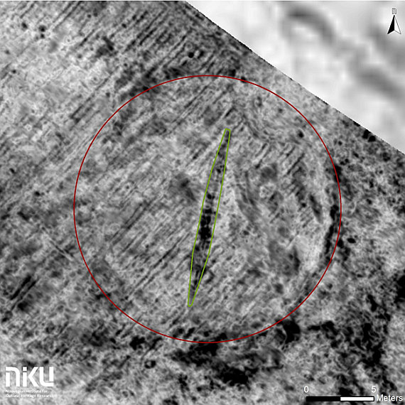 Georadar-Bild Schiffsgrab in Norwegen
