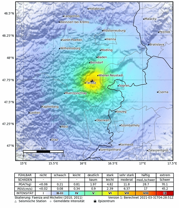 Kräftiges Erdbeben im Südlichen Wiener Becken