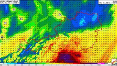 ©ZAMG: Prognose - Niederschlag im Wettermodell