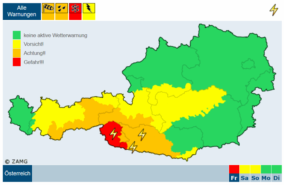 Schnee und Regen: rote Warnung für Teile von Osttirol und Oberkärnten