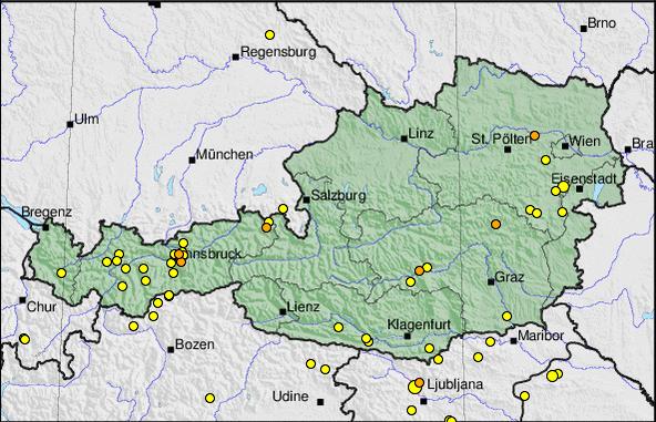 Karten Und Listen Seismischer Aktivitat Zamg